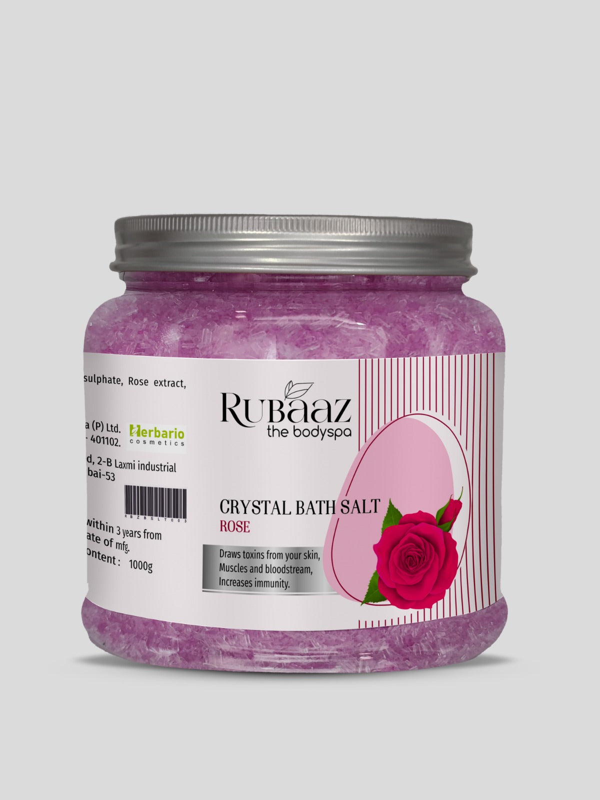 Rubaaz Crystal Bath Salt Rose 1kg
