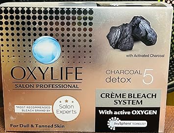 Oxylife Charcoal Detox 5 Crème Bleach 310gm with Activated Charcoal for Dull & Tanned Skin