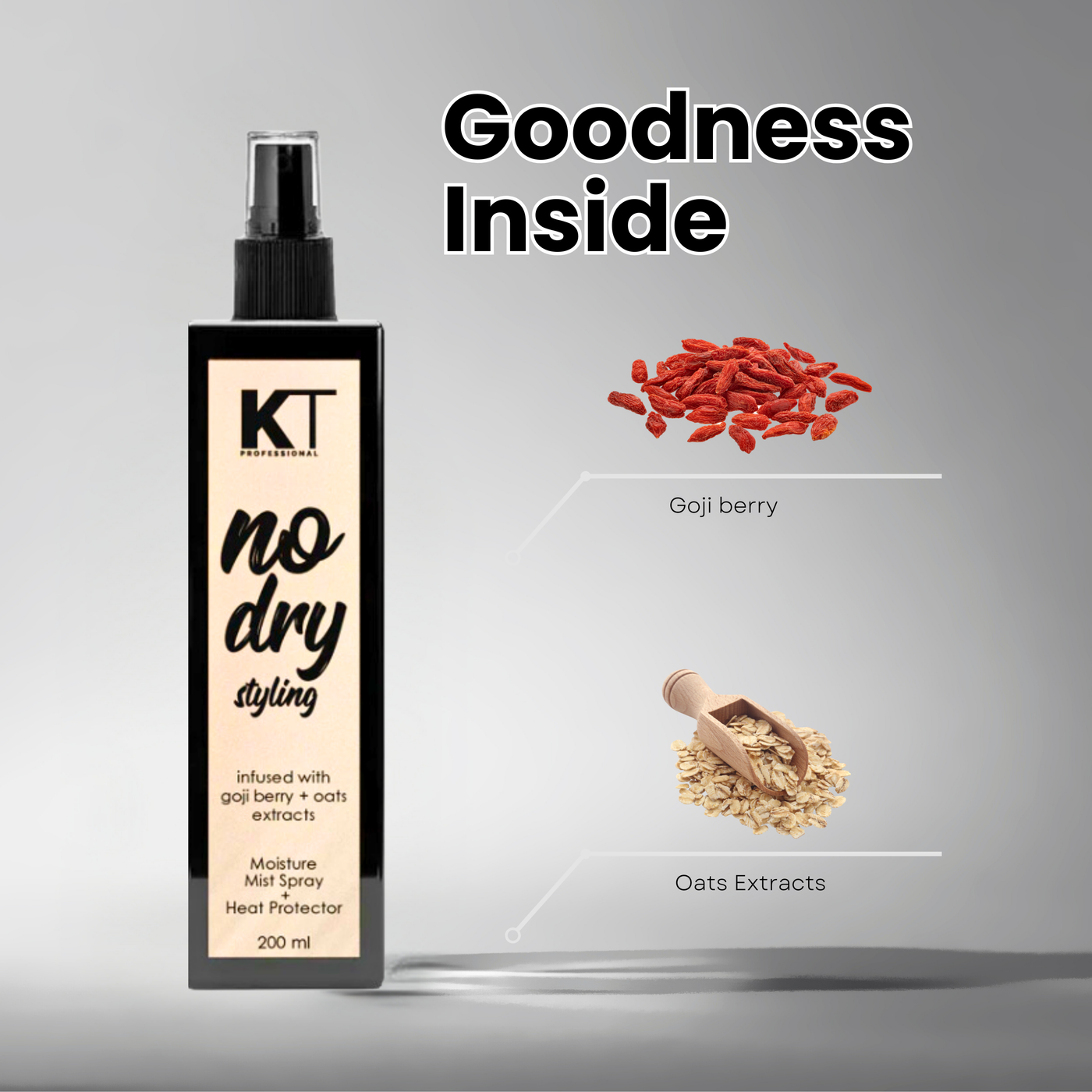 KT Professional No More Dry Styling Moisture Mist Hair Spray For Men & Women - 200ml | Hydrating & Frizz Control