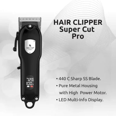 Hector HT-11 Super Cut Pro Hair Clipper with LED Display Trimmer | 200 Min Runtime | 8 Length Settings (Black)