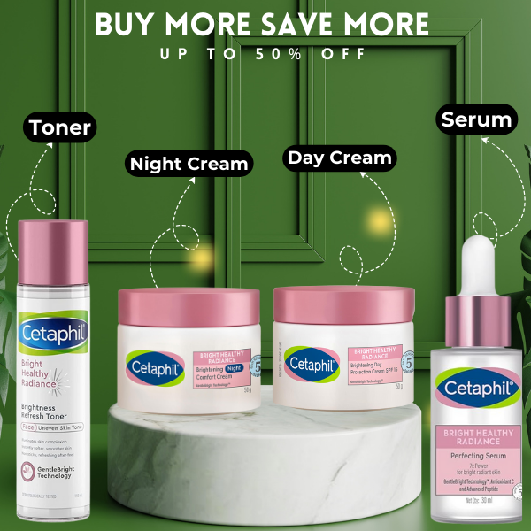 Cetaphil Radiance Brightening Skincare Combo Pack (Toner Cream, Day Cream, Night Cream, Glow Serum)