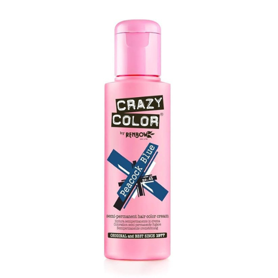 Crazy Color Semi Permanent Hair Colour (Peacock Blue 45) 100 ml