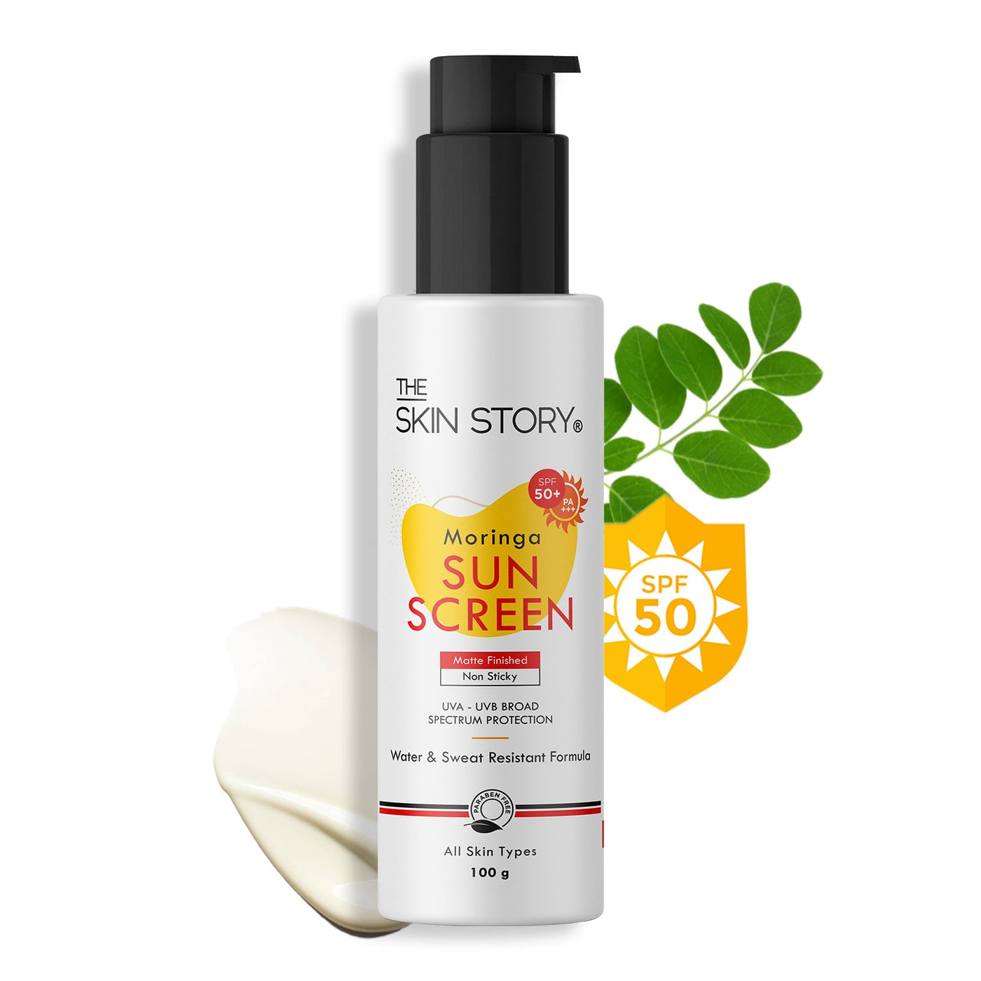 The Skin Story Broad Spectrum Sunscreen | UVA & UVB Protection| SPF 50 | Moringa Oil | 100g