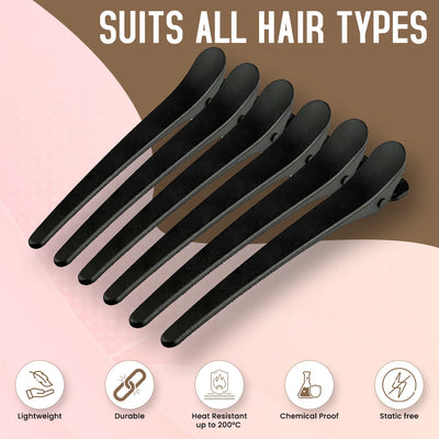 Hair Section Clip Carbon Fibre 10pc/pack Heat Resistant upto 200°C