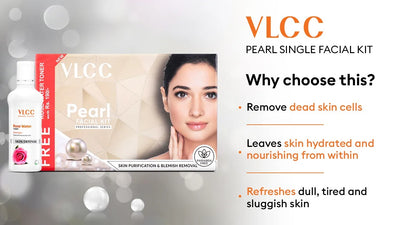 VLCC Pearl Facial Kit with Free Rose Water Toner For Bright Skin, 400g