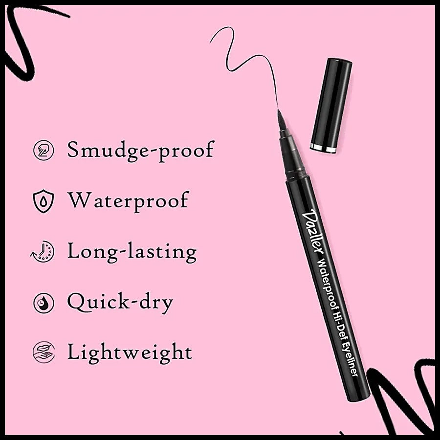 Dazller Waterproof Hi-Def Eyeliner + Eyebrow Pencil, 2 pcs Black