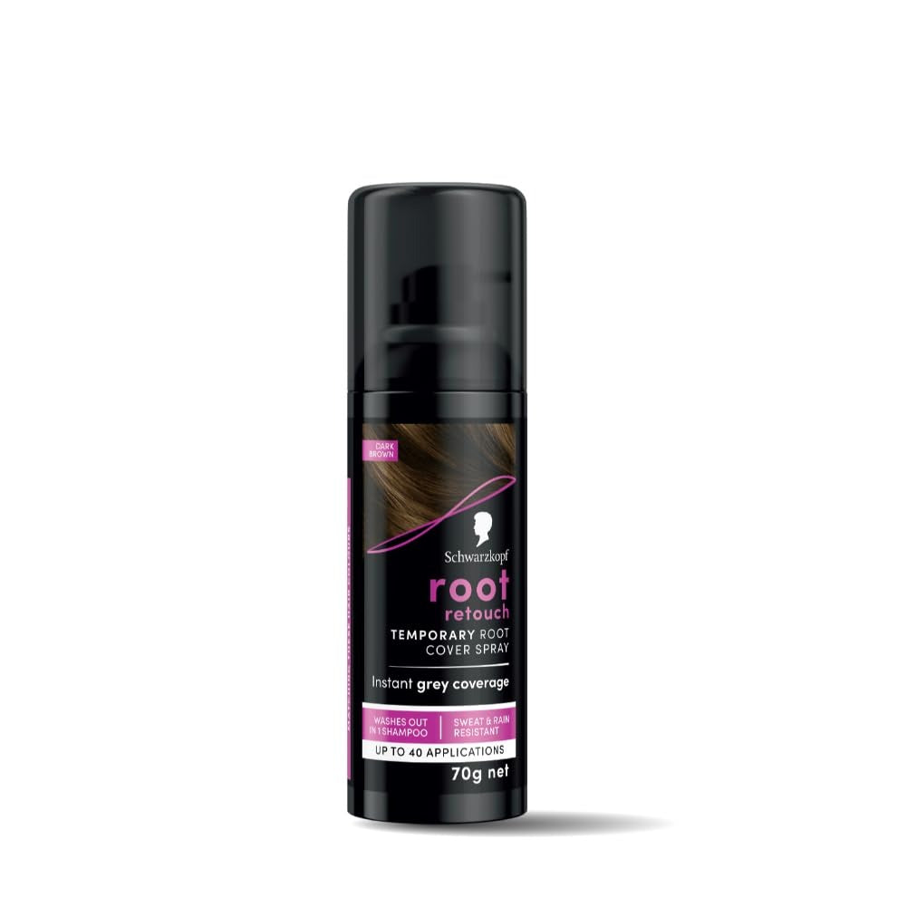 Schwarzkopf Root Retouch Temporary Root Cover Spray for Instant Grey Coverage - Dark Brown 70g