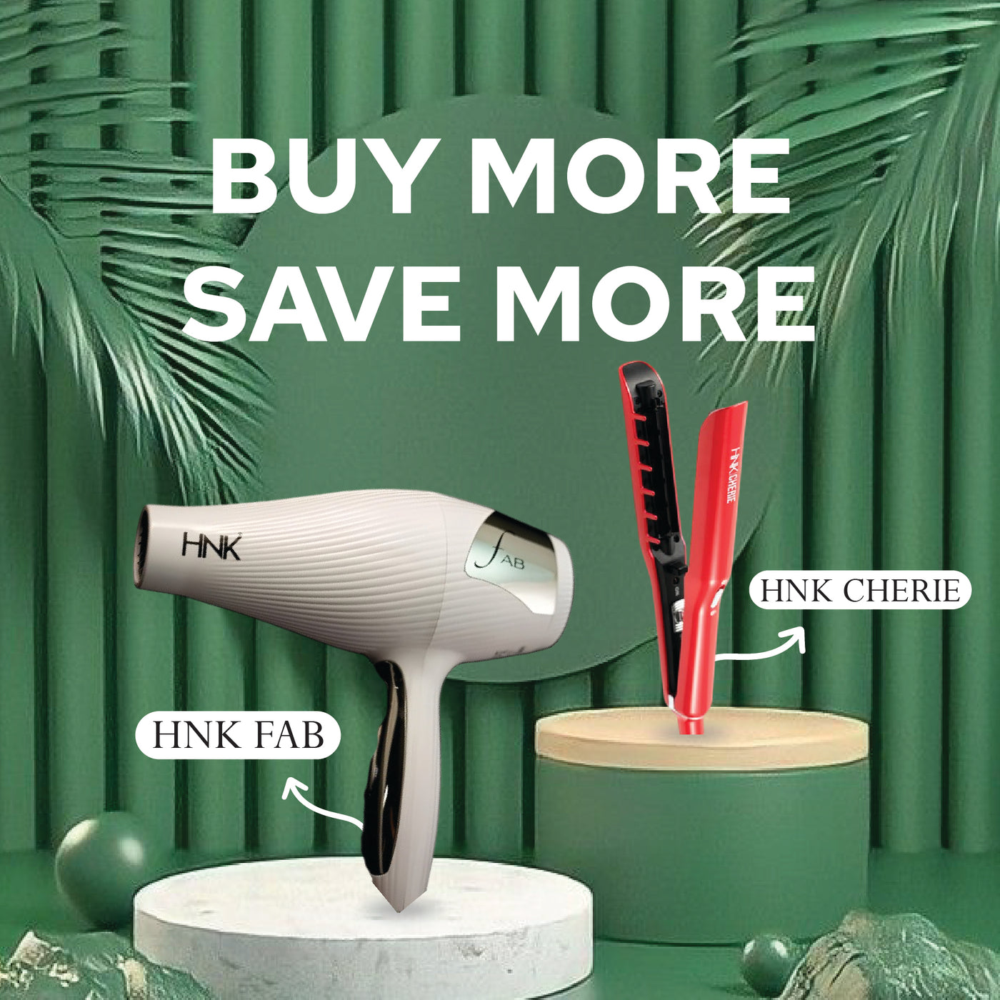 HNK FAB 2800W White Hair Dryer + Cherie Premium Crimper Roller | Professional Styling Combo Set