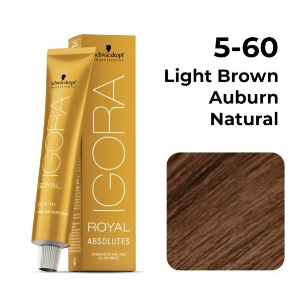 Schwarzkopf Professional Igora Royal Absolutes Permanent Anti-Age Color Creme (5-60 Light Brown Auburn Natural)