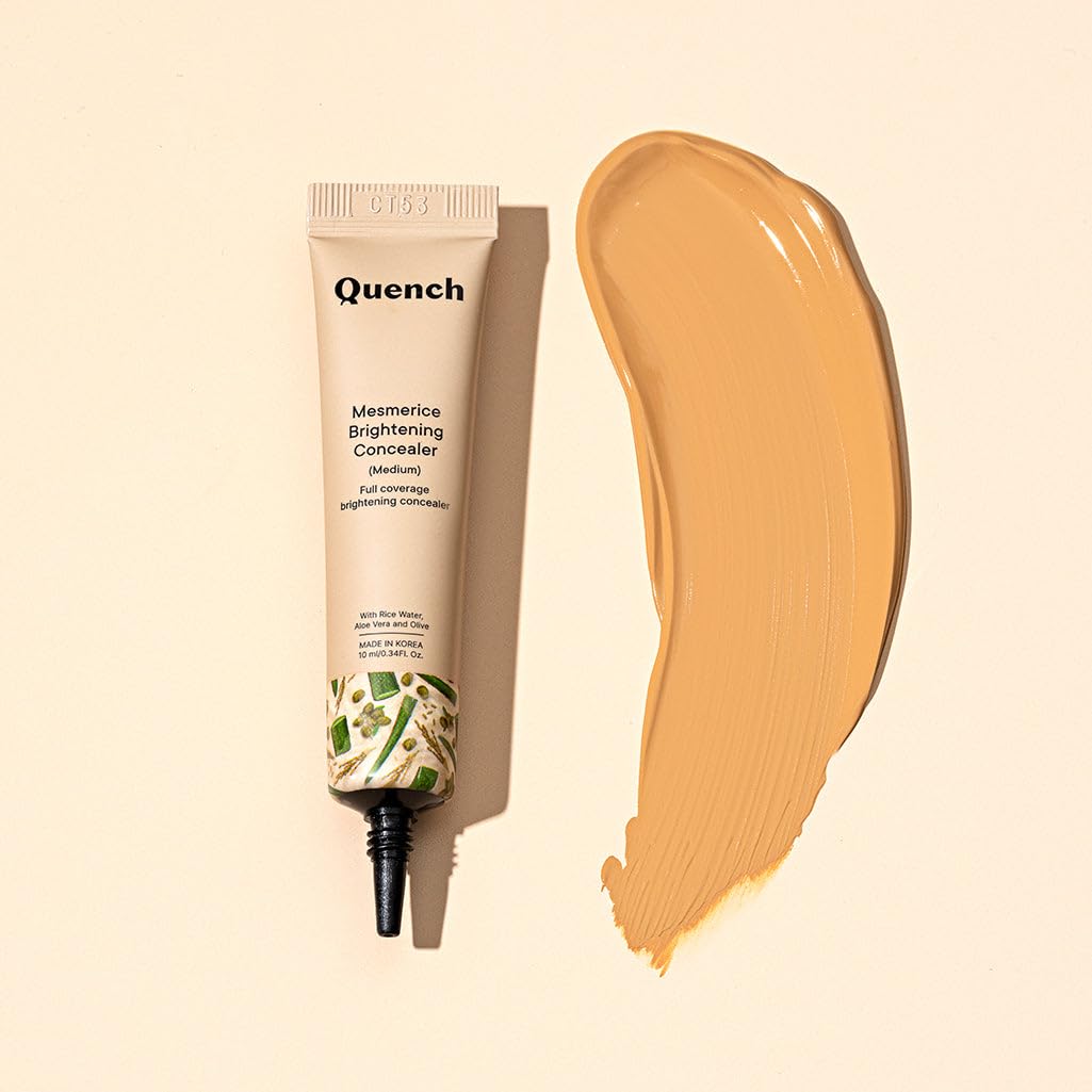 Quench Brightening Concealer with Rice Water & Aloe Vera (Medium)| Conceals Dark Circles & Brightens Under Eyes, 10ml