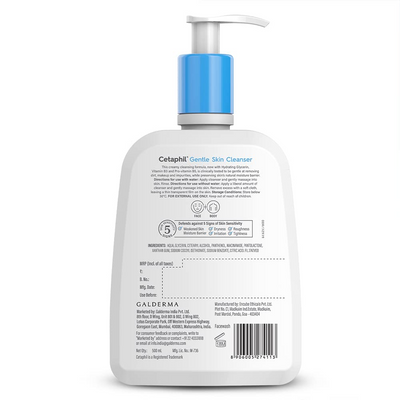 Cetaphil Gentle Skin Cleanser For Dry, Normal Sensitive Skin, (500ml), Dermatologist Recommended, Paraben, Sulphate Free