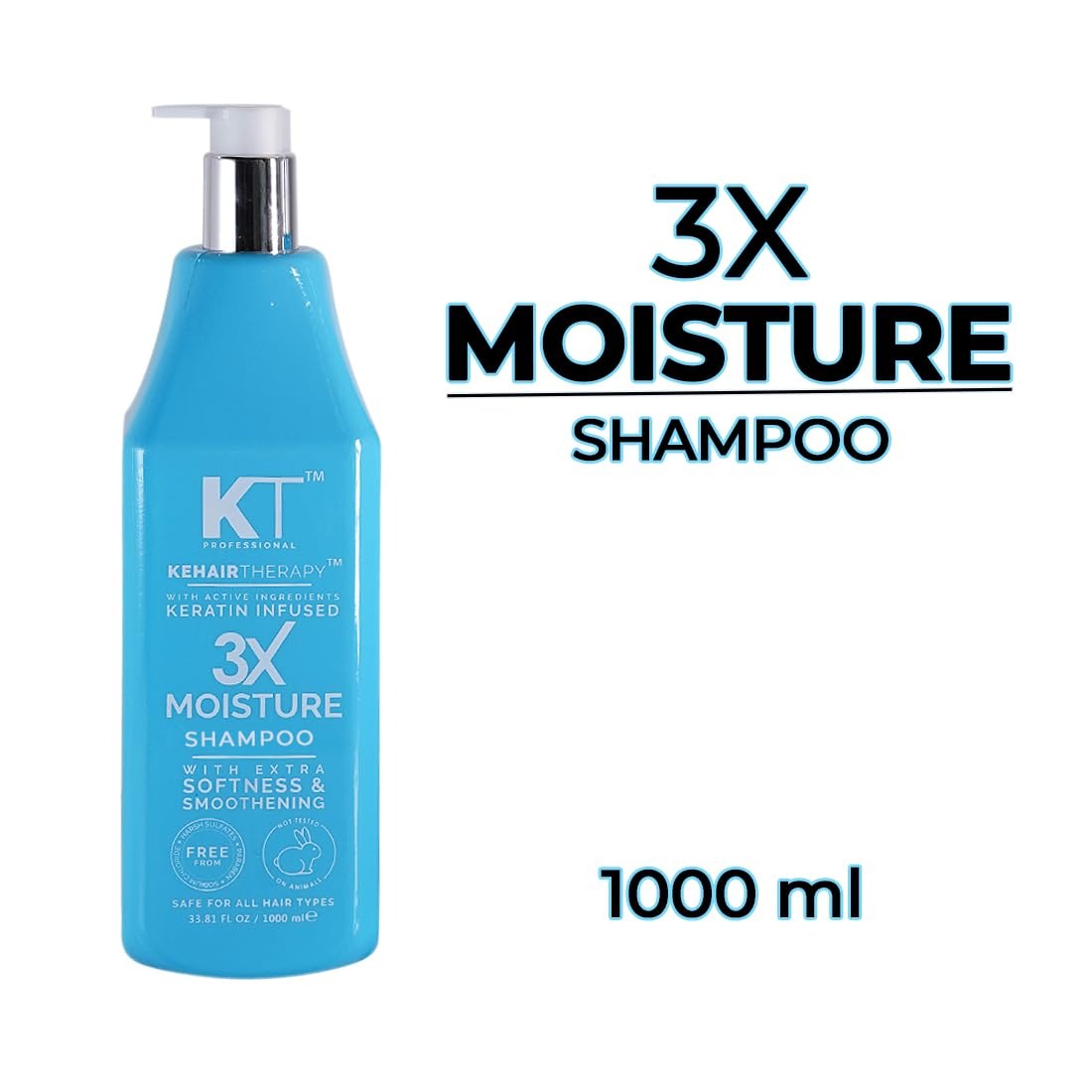 KT Professional 3x Shampoo (For 3 Times Moisture on Dry Hair) 1000 ML