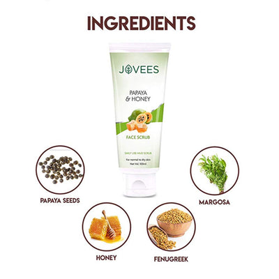 Jovees Herbal Papaya & honey Face Scrub For Normal to Dry Skin 100gm