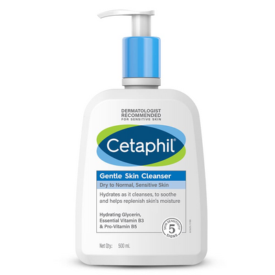 Cetaphil Gentle Skin Cleanser For Dry, Normal Sensitive Skin, (500ml), Dermatologist Recommended, Paraben, Sulphate Free