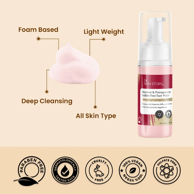 The Skin Story Pore Cleansing Foaming Face Wash With Beetroot & Pomegranate For Damage Repair 100ml