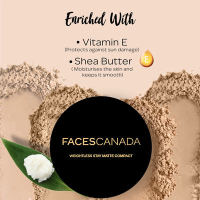 Faces Canada  Weightless Stay Matte Compact SPF20 Vitamin E & Shea Butter (02,03,04)