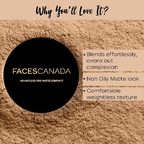 Faces Canada  Weightless Stay Matte Compact SPF20 Vitamin E & Shea Butter (02,03,04)