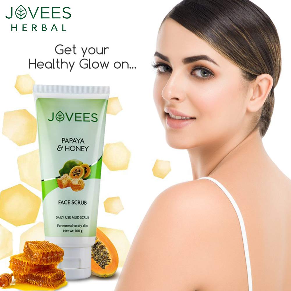 Jovees Herbal Papaya & honey Face Scrub For Normal to Dry Skin 100gm