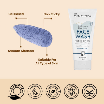 The Skin Story Blueberry Face Wash for Deep Cleansing & Moisturizing, Minimizes Pores With Witch Hazel Gel Based 100ml