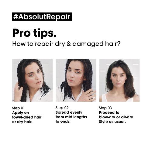 L'OREAL PROFESSIONNEL PARIS Absolut Repair Hair Oil For Dry & Damaged Hair, 90ml 10-In-1 Multi-Benefit Leave-In Hair Oil With Wheat Germ Oil