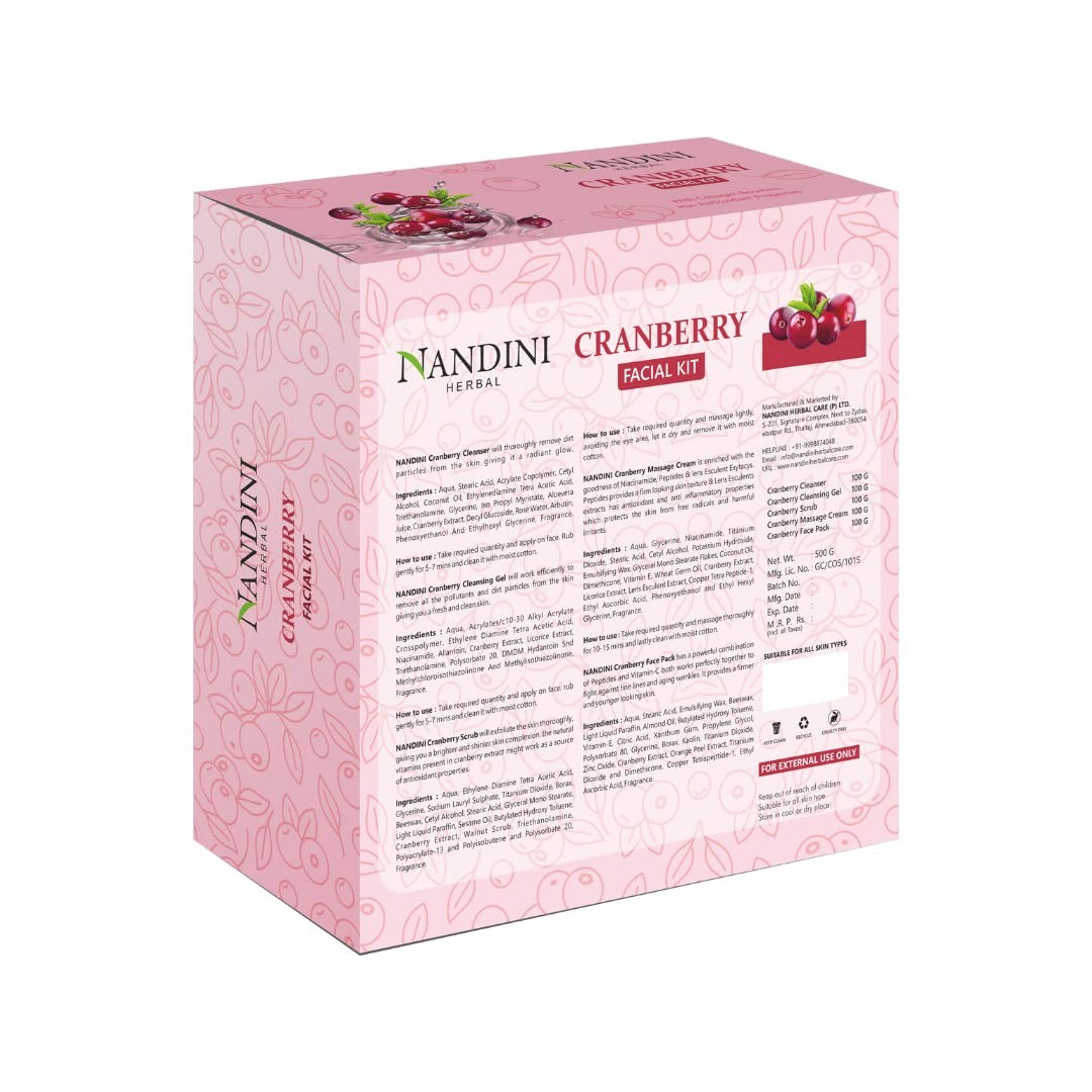 Nandini Herbal Cranberry Facial Kit, For Skin Brightening and Tightening. 250 gm