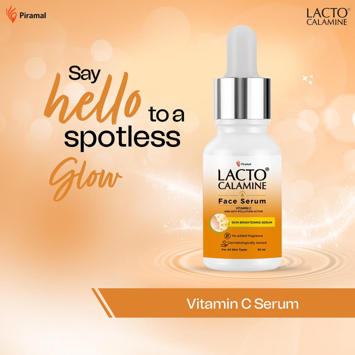 Lacto Calamine Vitamin C Face Serum | 98% Pure Vitamin C Complex | 30ml | Niacinamide & Vitamin E for Glowing Skin | Dark Spot Reduction & Moisturization