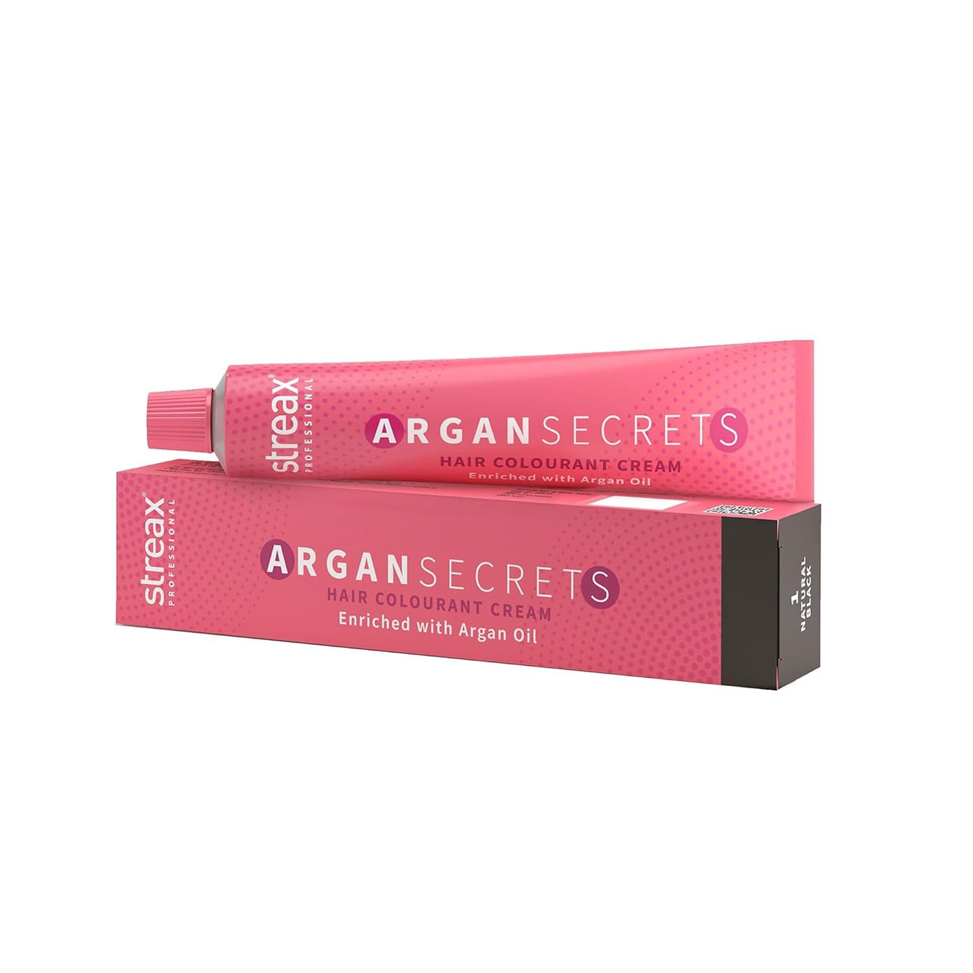 Streax Professional Argan Secrets Permanent Hair Colourant Cream - Natural Black 1 (Enriched with Argan Oil) 90 gm