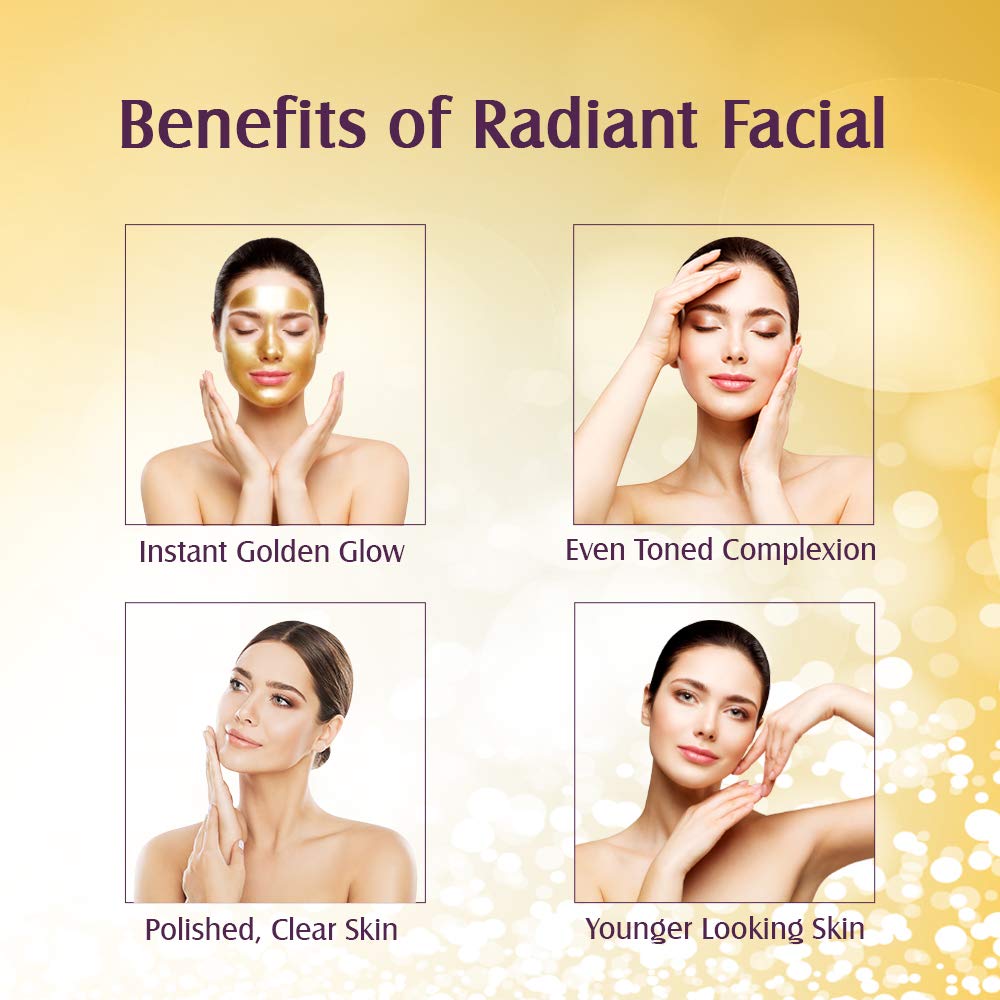 Lotus Herbals Radiant Gold Facial Kit For Instant Glow With 24K Pure Gold & Papaya,4 Easy Steps, (Multiple Use)170g (Pack of 1)