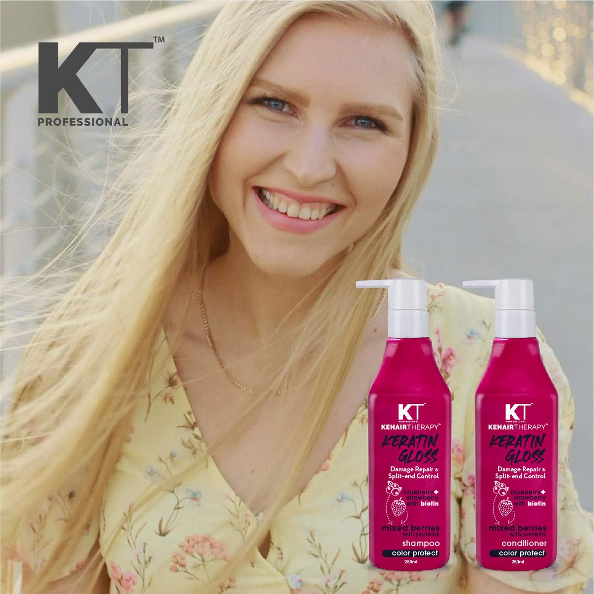 KEHAIRTHERAPY KT Professional Keratin Gloss Damage Repair & Split End Control Conditioner |Sulfate Free|Paraben Free 250ml (Protect Hair Color)