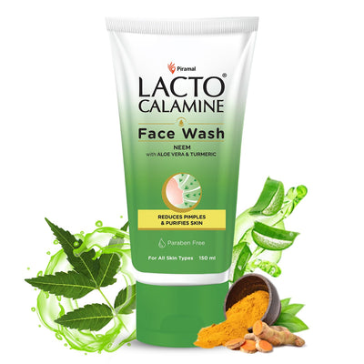 Lacto Calamine Neem Face Wash with Aloe Vera & Turmeric | 150ml | Niacinamide & Salicylic Acid | Reduces Pimples, Purifies Skin & Controls Oil