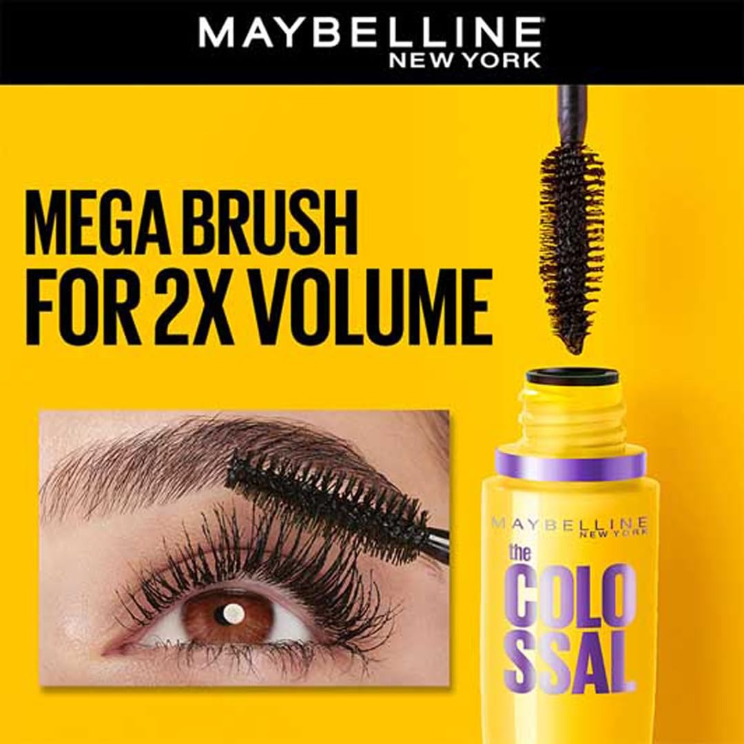 Maybelline New York Volume Express Colossal Mascara - Volumizing &amp; Lengthening, Washable, Black