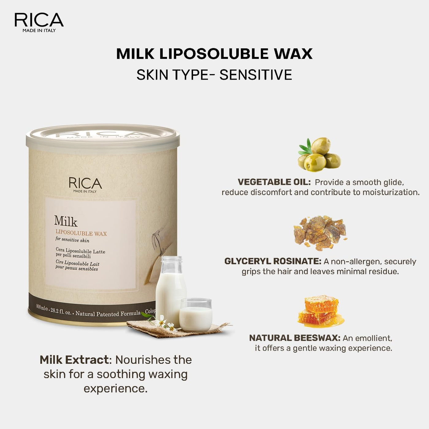 Rica Milk Liposoluble Wax for Sensitive Skin