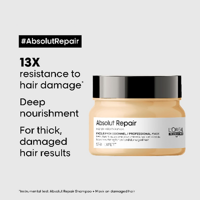 L'Oreal Professionnel Serie Expert Absolut Repair Hair Mask with Protein and Gold Quinoa (250gm)