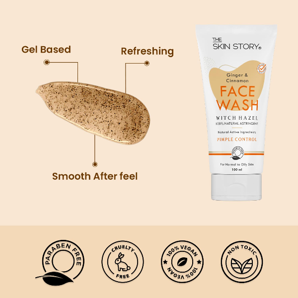 The Skin Story Ginger & Cinnamon Facewash - Pimple Control, 100 ml