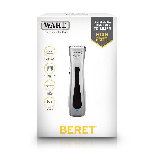 Wahl Professional Cord/Cordless 08841-724 Beret Trimmer; 0.4 mm Cutting length; 75 minutes run time; 6000 rpm; Lithium-ion Battery, Golden