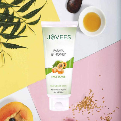 Jovees Herbal Papaya & honey Face Scrub For Normal to Dry Skin 100gm