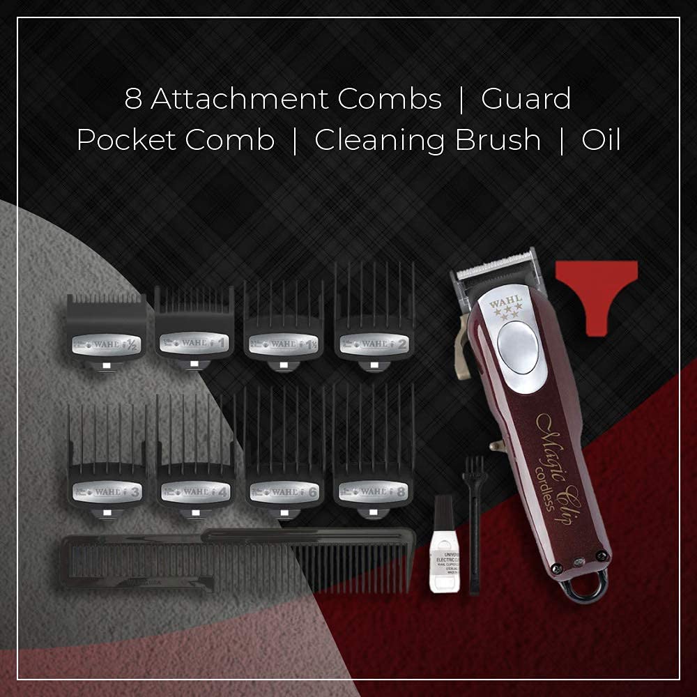 Wahl India 08148-324 Cord/Cordless India Professional Magic Clipper; 0.5-1.2 mm cutting lengths; 90 minute run time; Maroon