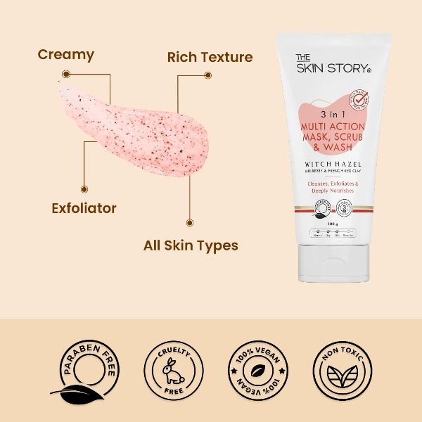 The Skin Story The Skin Story 3 in 1 Wash, Scrub & Pack, 100g