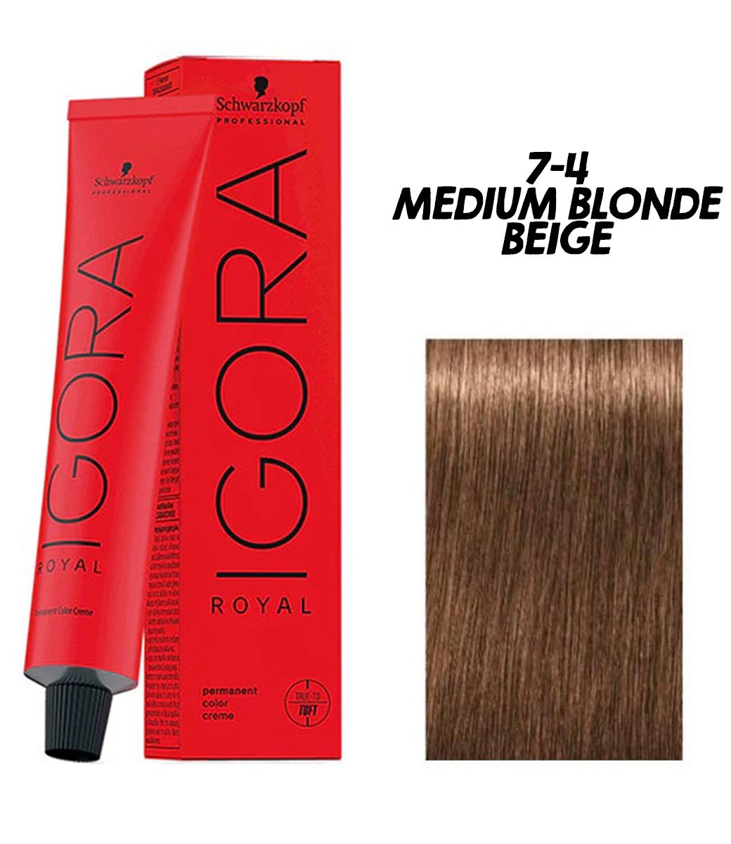 Schwarzkopf Professional Igora Royal Permanent Color Creme (7-4 Medium Blonde Beige)