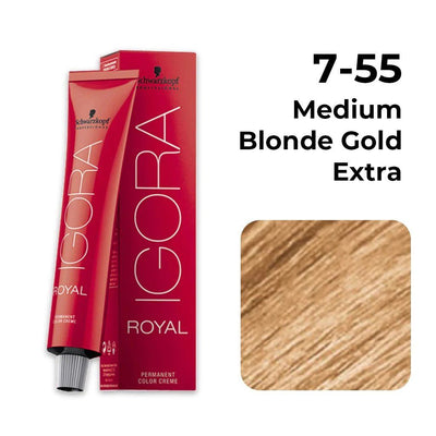 Schwarzkopf Professional Igora Royal Permanent Color Creme (7-55 Medium Blonde Gold Extra) (60 ml)