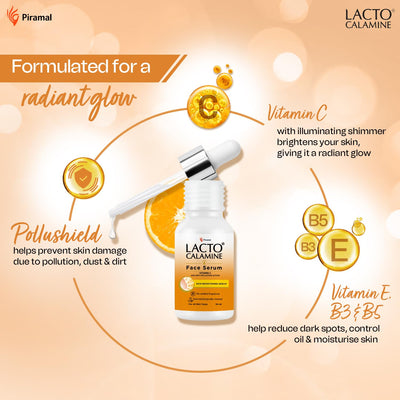 Lacto Calamine Vitamin C Face Serum | 98% Pure Vitamin C Complex | 30ml | Niacinamide & Vitamin E for Glowing Skin | Dark Spot Reduction & Moisturization