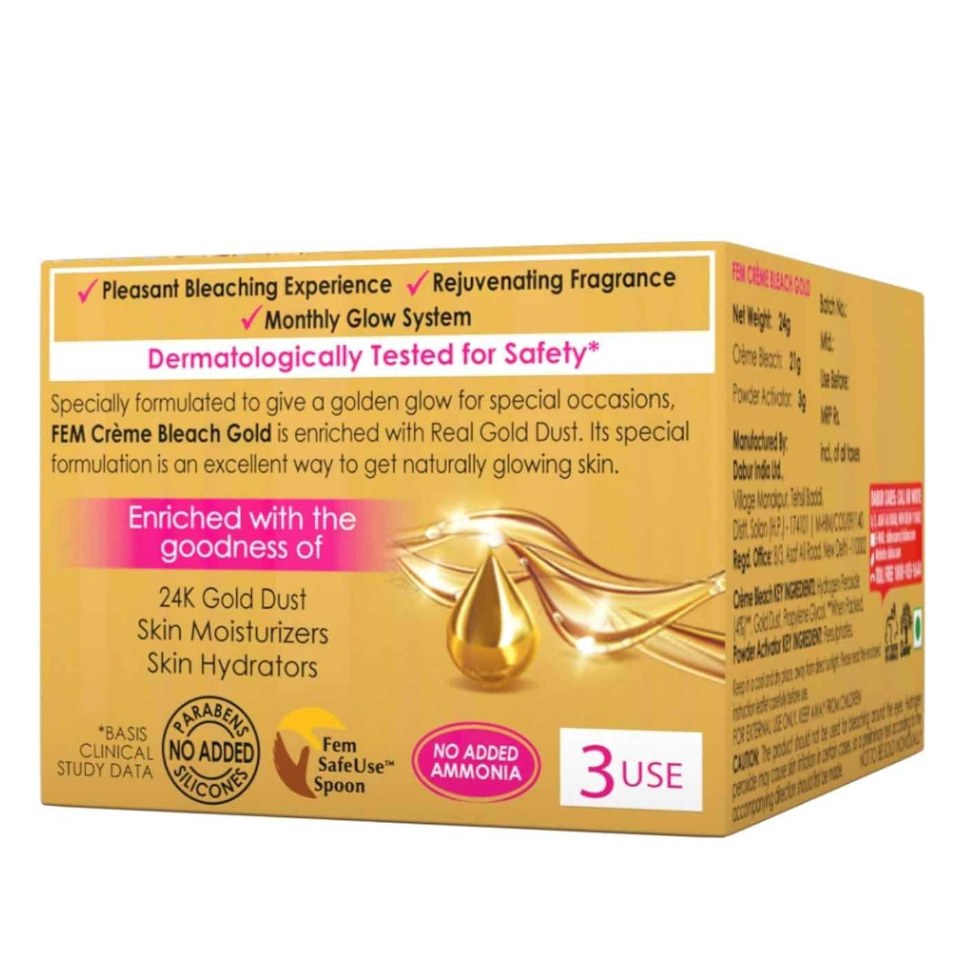 Fem Fairness Naturals Gold Skin Bleach, 24g