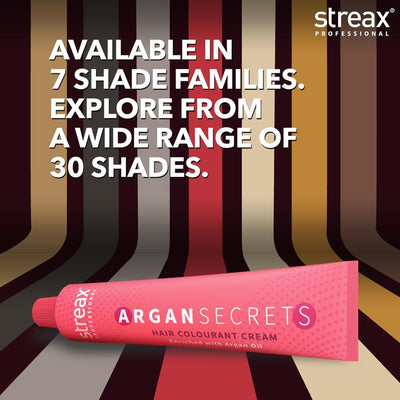 Streax Professional Argan Secrets Permanent Hair Colourant Cream - Natural Black 1 (Enriched with Argan Oil) 90 gm