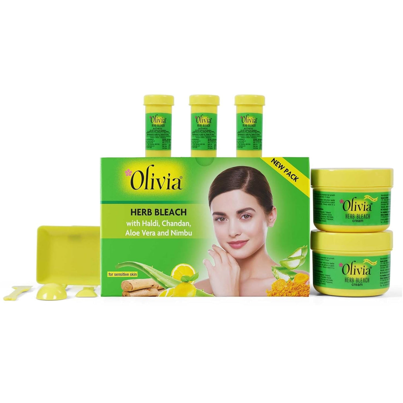 Olivia Professional Herb Bleach for Sensitive Skin | With Haldi, Chandan, Aloe Vera & Nimbu | 270g