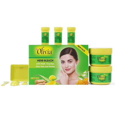 Olivia Professional Herb Bleach for Sensitive Skin | With Haldi, Chandan, Aloe Vera & Nimbu | 270g