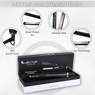 HECTOR Keratin Pro Shine HT-HSK-66A Hair Straightener, Black