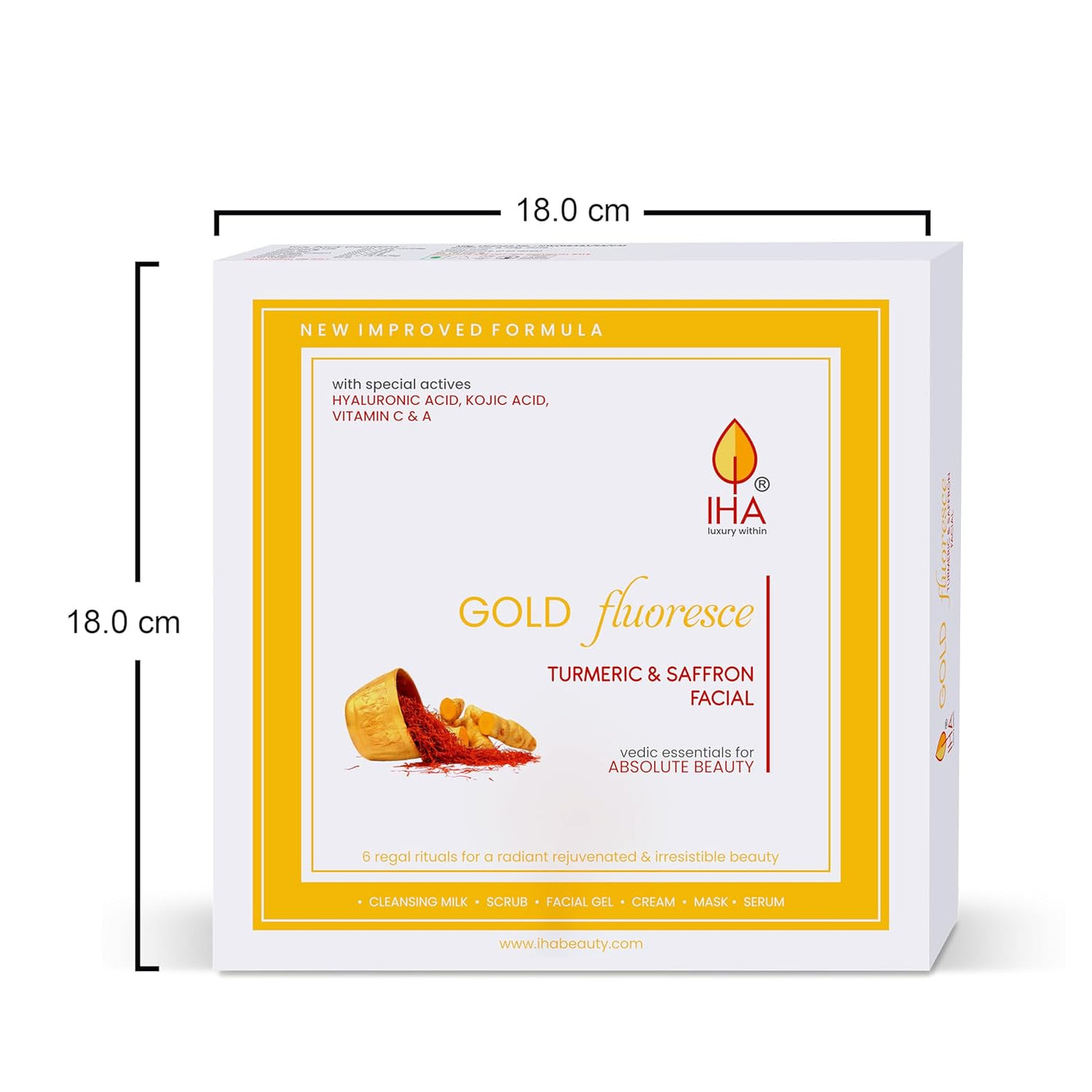 IHA Gold Fluoresce Big Facial Kit - Herbal Facial Kit with Turmeric and Saffron (Combo of 6)