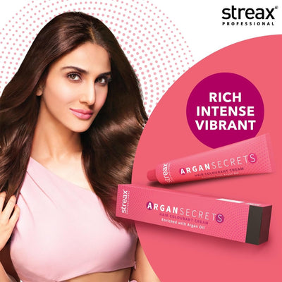 Streax Professional Argan Secrets Permanent Hair Colourant Cream - Natural Black 1 (Enriched with Argan Oil) 90 gm