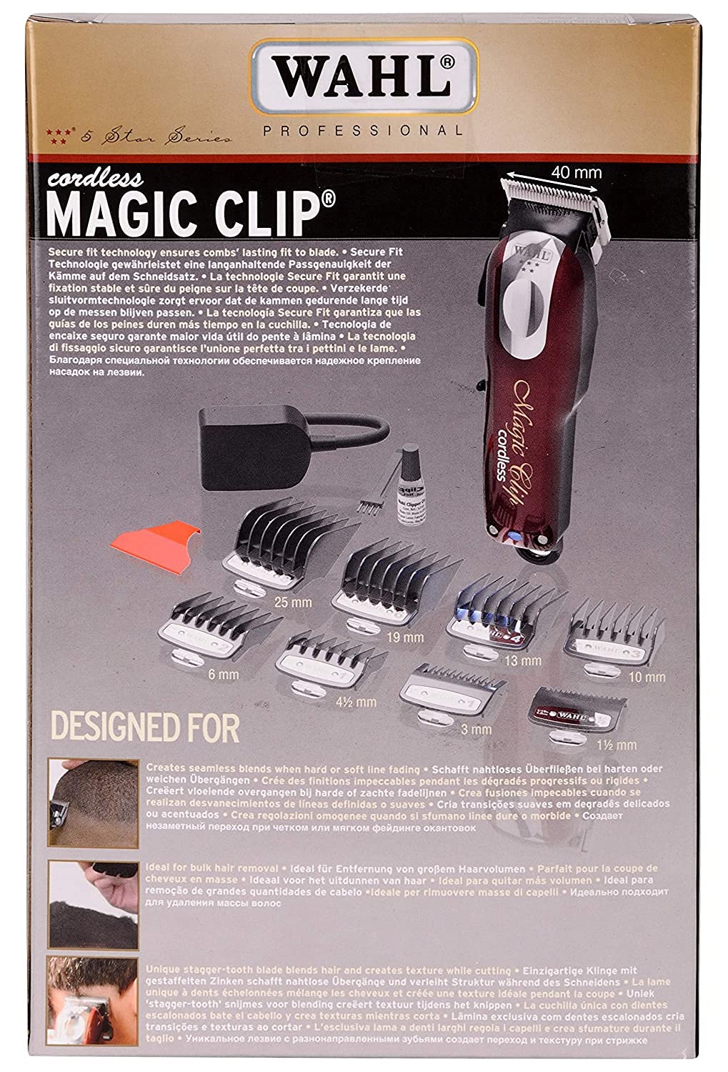 Wahl India 08148-324 Cord/Cordless India Professional Magic Clipper; 0.5-1.2 mm cutting lengths; 90 minute run time; Maroon