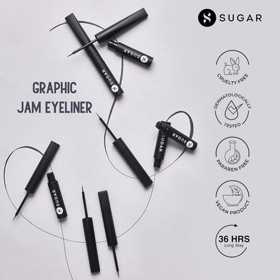 SUGAR Cosmetics Graphic Jam 36Hr Eyeliner - Blackest Black